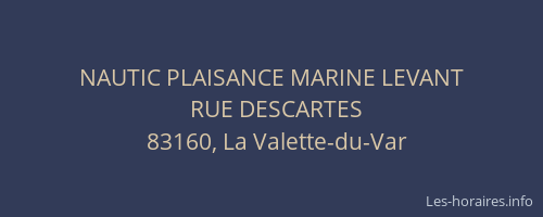 NAUTIC PLAISANCE MARINE LEVANT