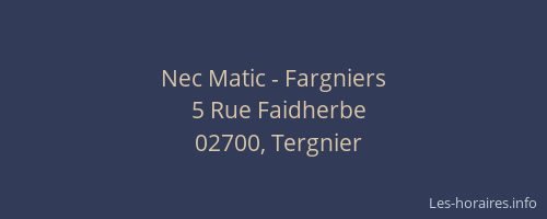 Nec Matic - Fargniers