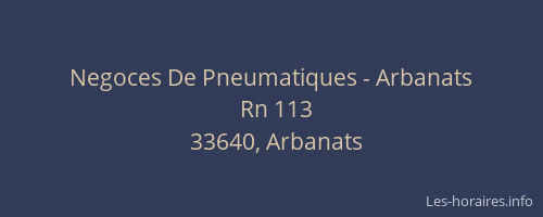 Negoces De Pneumatiques - Arbanats