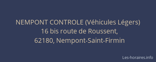 NEMPONT CONTROLE (V&eacute;hicules L&eacute;gers)