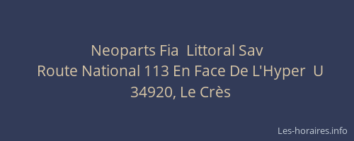 Neoparts Fia  Littoral Sav