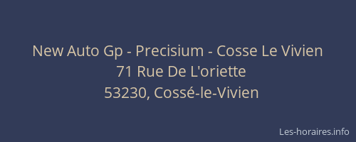 New Auto Gp - Precisium - Cosse Le Vivien