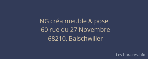 NG cr&eacute;a meuble & pose