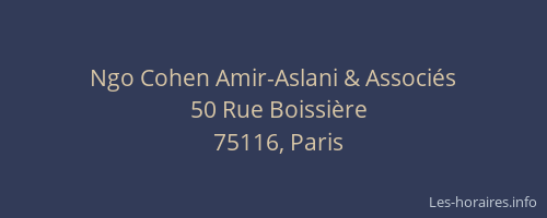 Ngo Cohen Amir-Aslani & Associés