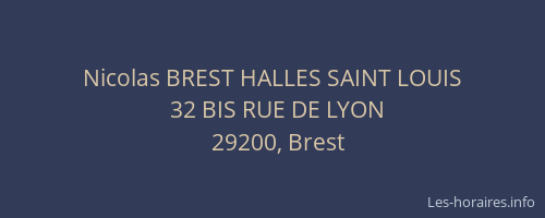 Nicolas BREST HALLES SAINT LOUIS