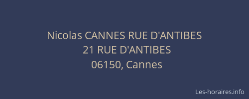 Nicolas CANNES RUE D'ANTIBES