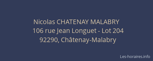 Nicolas CHATENAY MALABRY