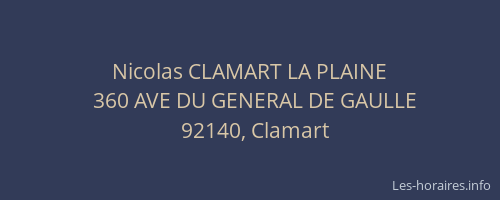 Nicolas CLAMART LA PLAINE
