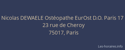 Nicolas DEWAELE Ostéopathe EurOst D.O. Paris 17