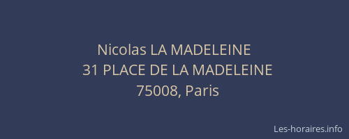 Nicolas LA MADELEINE