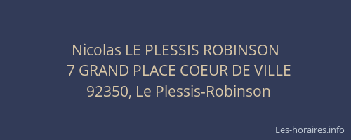 Nicolas LE PLESSIS ROBINSON