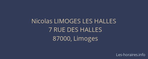Nicolas LIMOGES LES HALLES