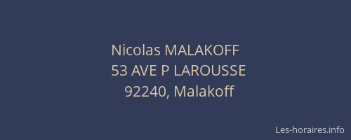 Nicolas MALAKOFF