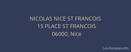 NICOLAS NICE ST FRANCOIS