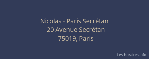 Nicolas - Paris Secrétan