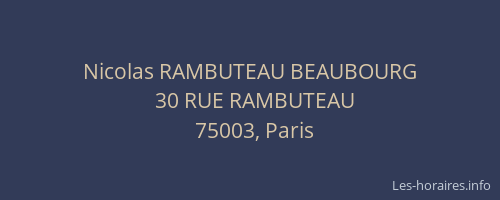 Nicolas RAMBUTEAU BEAUBOURG
