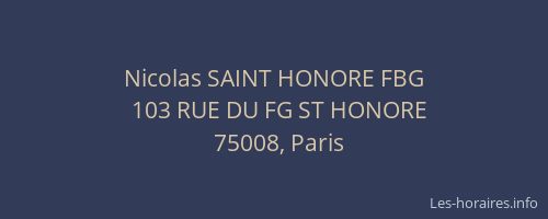Nicolas SAINT HONORE FBG