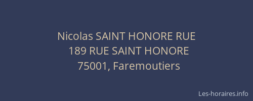 Nicolas SAINT HONORE RUE