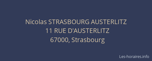 Nicolas STRASBOURG AUSTERLITZ