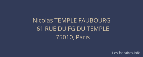 Nicolas TEMPLE FAUBOURG