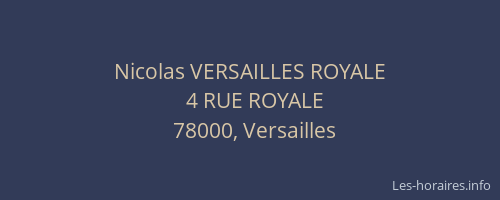 Nicolas VERSAILLES ROYALE