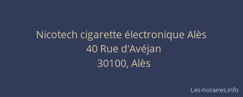 Nicotech cigarette &eacute;lectronique Al&egrave;s