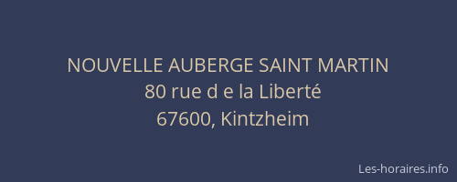 NOUVELLE AUBERGE SAINT MARTIN