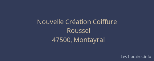 Nouvelle Cr&eacute;ation Coiffure