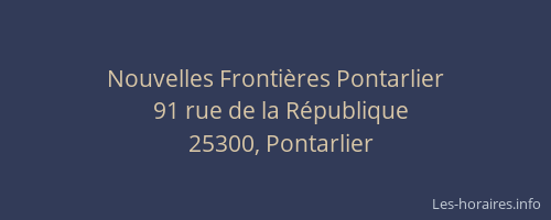 Nouvelles Frontières Pontarlier