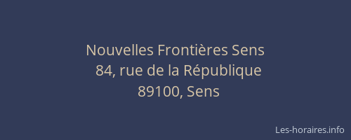 Nouvelles Fronti&egrave;res Sens