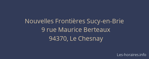 Nouvelles Fronti&egrave;res Sucy-en-Brie