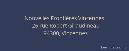 Nouvelles Fronti&egrave;res Vincennes