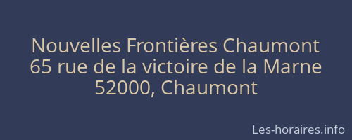 Nouvelles Frontières Chaumont