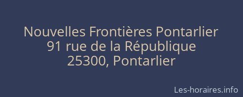 Nouvelles Frontières Pontarlier