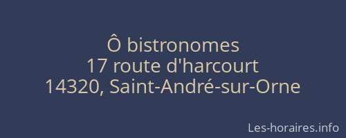 Ô bistronomes