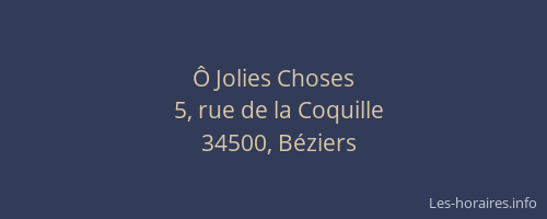 Ô Jolies Choses