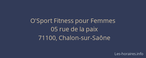 O'Sport Fitness pour Femmes