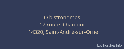 &Ocirc; bistronomes