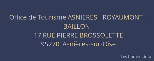 Office de Tourisme ASNIERES - ROYAUMONT - BAILLON