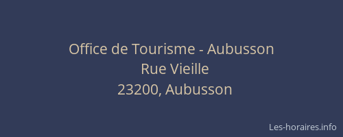 Office de Tourisme - Aubusson
