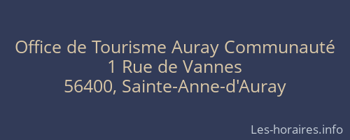 Office de Tourisme Auray Communauté