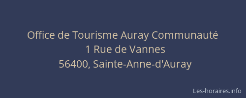 Office de Tourisme Auray Communauté