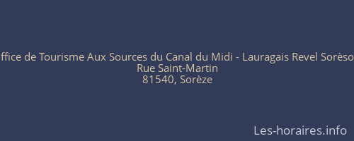 Office de Tourisme Aux Sources du Canal du Midi - Lauragais Revel Sorèsois