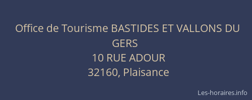 Office de Tourisme BASTIDES ET VALLONS DU GERS