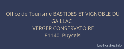 Office de Tourisme BASTIDES ET VIGNOBLE DU GAILLAC