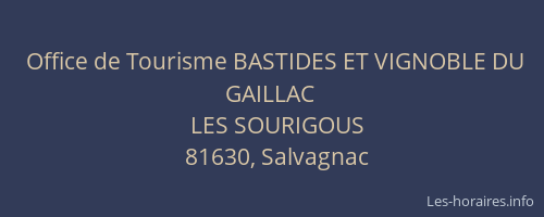 Office de Tourisme BASTIDES ET VIGNOBLE DU GAILLAC