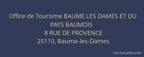 Office de Tourisme BAUME LES DAMES ET DU PAYS BAUMOIS