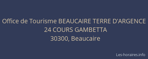 Office de Tourisme BEAUCAIRE TERRE D'ARGENCE