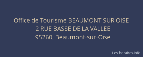 Office de Tourisme BEAUMONT SUR OISE