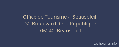 Office de Tourisme -  Beausoleil